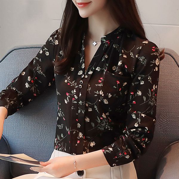 

дизайнер блуза женщина с длинным рукавом печати шифон женщины рубашка мода женщины блузы блузы blusas ol блуза женщины топы версия для печат, White