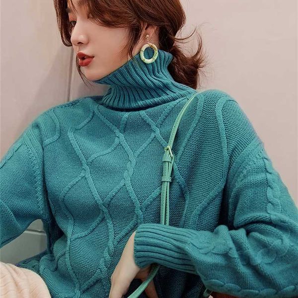 

ladies jumpers 100% cashmere and wool knitted sweaters for women turtleneck 4colors thick pullovers clothes, White;black