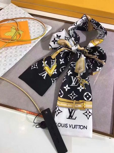 

2020 women headband fashion scarf silk letter print floral long brand scarves women design thin shawls size 120*9cm, Blue;gray