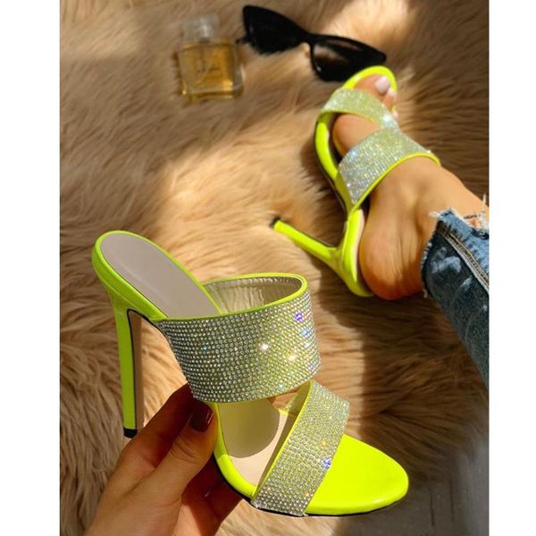 

2020 summer new crystal sandals women open toe pu thin high heels sandals female wedding shoes, Black