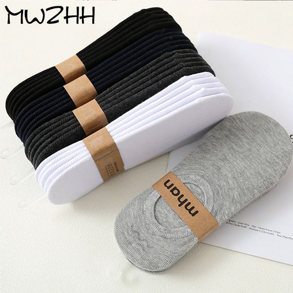 

mwzhh 2019 selling summer thin section lnvisible socks men silicone antiskid white cotton socks harajuku breathable sports, Black