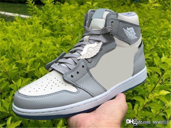 

new authentic air 1 hi og retro low wolf grey 1s sail pn dust white men basketball shoes sports sneakers with original box