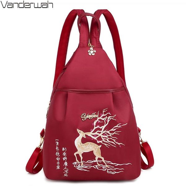

fashion chinese style embroidery ladies backpack 3 in 1 waterproof oxford bagpack small bags for women 2020 mochila feminina