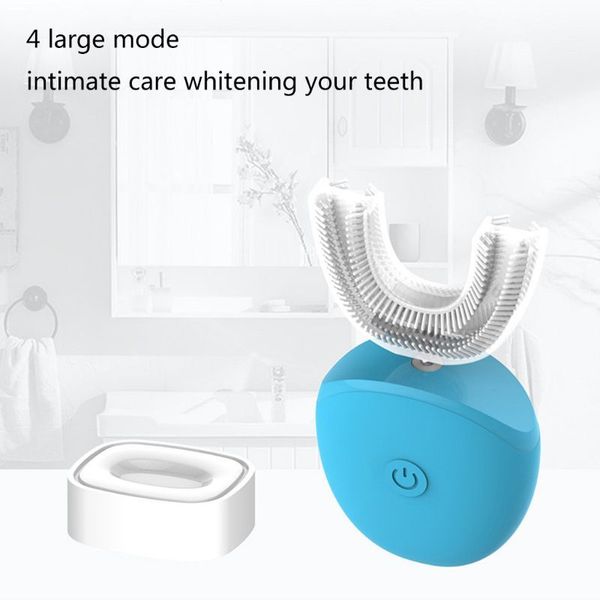 

new 360 degree auto disinfection u shape timer ultra sonic silicon waterproof electric toothbrush wireless rechargeable 3 modes