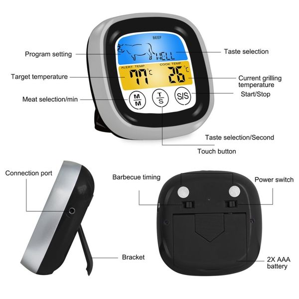 

food cooking bluetooth wireless bbq thermometer with six probes and timer for oven meat grill app control dropshipping