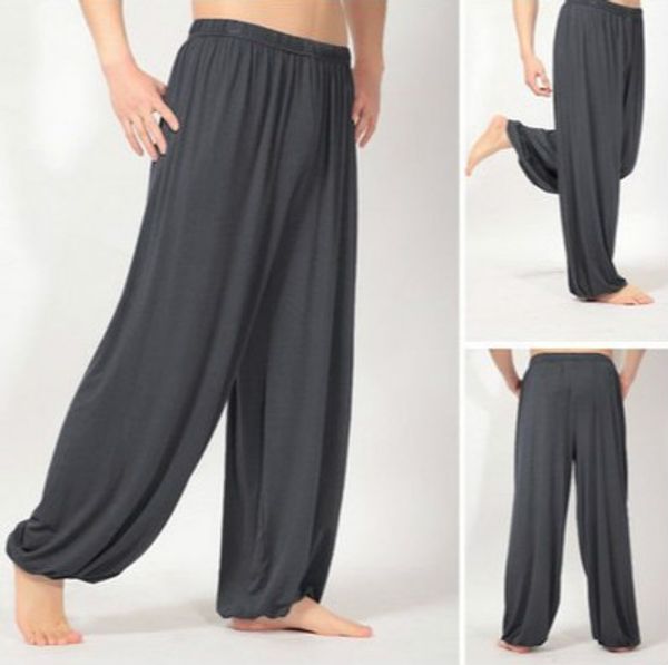

men's designer yoga pants morning exercise tai chi sweatpants loose style leg fitness trackpants high waist casual long pants 2020 new