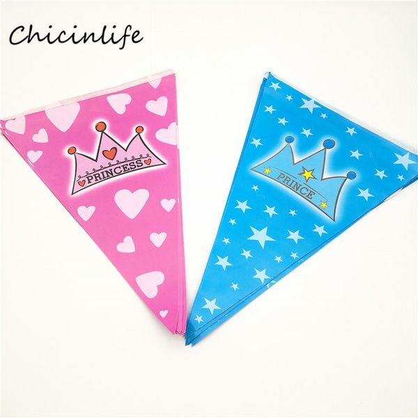 

chicinlife 1pcs princess prince paper flags buting banner birthday party decoration girl boy favor garland baby shower decor