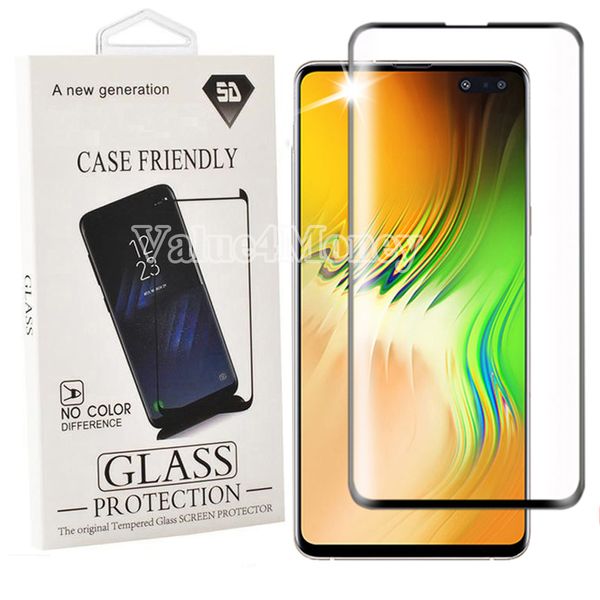 

case friendly for samsung galaxy s10 plus screen protector curved full cover tempered glass for galaxy note 10 plus s10e s9 s8, retail pack