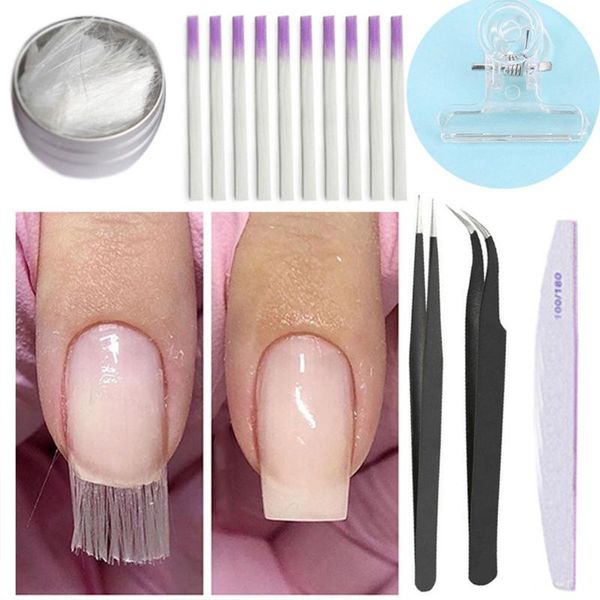 

fashion fibernails fiber glass acrylic nail salon fiberglass nail for extenision set art kit silk repair 2020 new