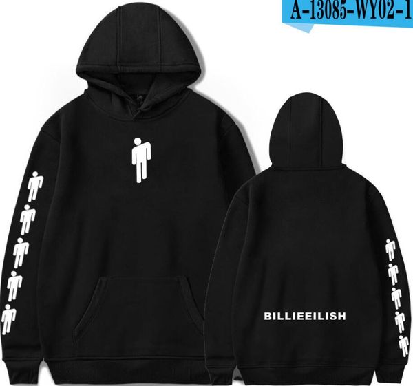 

2019 billie eilish print hooded women/men popular clothes 2019 casual autumn hoodies k-pops sweatshirt plus size 4xl, Black