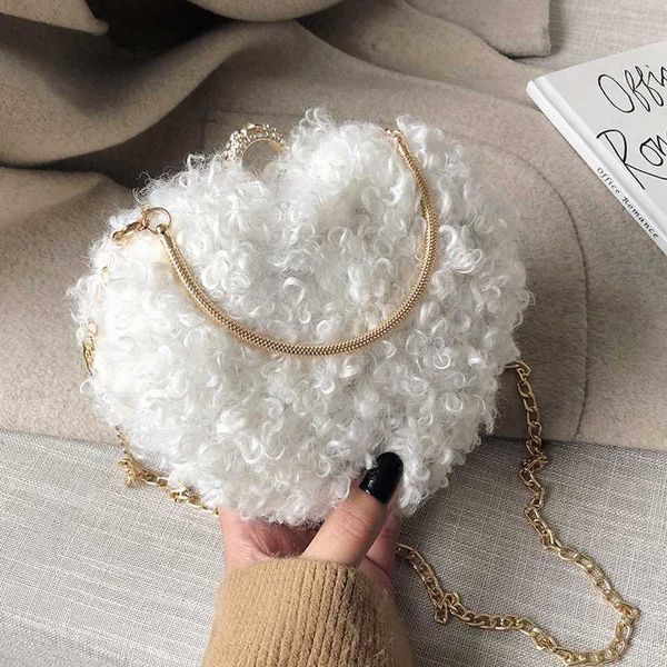 

lamb hair women's bag fashion cute plush messenger bag hand handbags