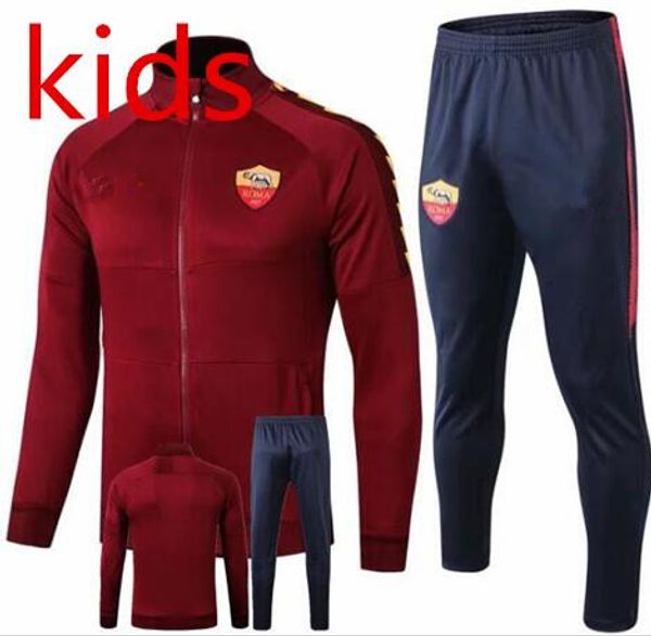 

Top quality 2019 rome kids soccer tracksuit PEROTTI EL SHAARAWY TOTTI rome training suit 19 20 DZEKO Football jacket kit tracksuit
