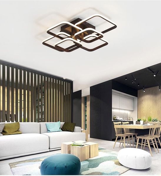 

современные светодиодные люстры освещение для гостиной с дистанционным управлением спальня home decor black лампы свет питание светильники l