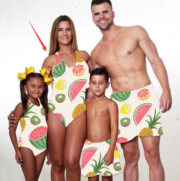 

hirigin bikini 2019 men women swimwear baby kids girls and boys swimsuit cute fruits printed cartoon bathing suit beachwear new