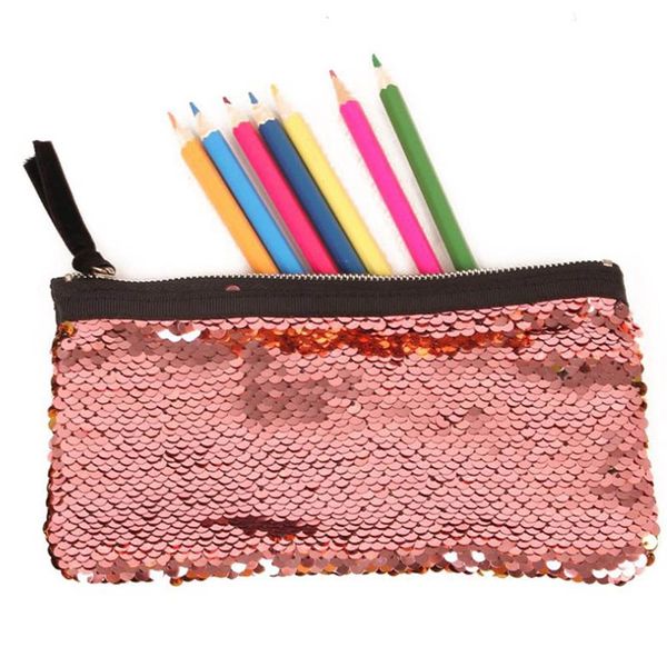 

fashion cosmetic bags double color sequins handbag cosmetic bag girl's pencil bags school supply