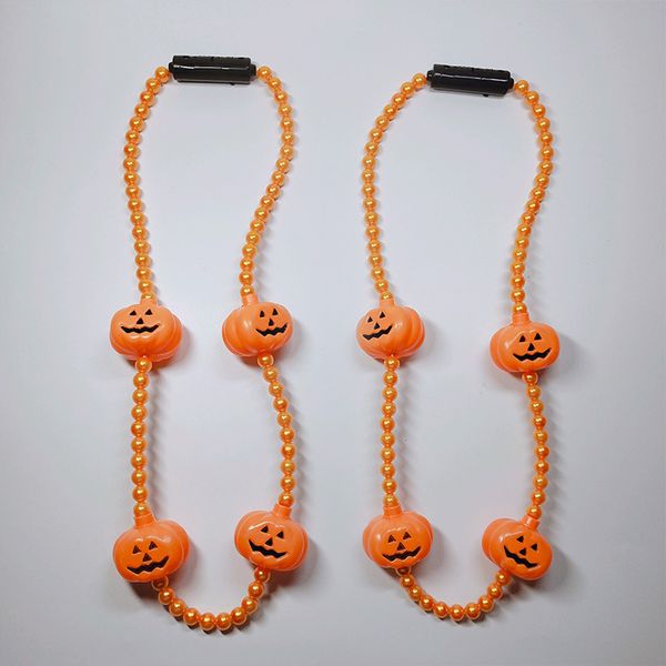 

halloween led flashing necklace glowing necklace led pumpkin beaded ghost festival necklace christmas led pumpkin bead chain jj19900, Silver
