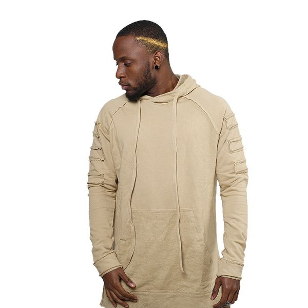 

man designer hoodies tide brand street autumn men long-sleeved sweater coat long-sleeved long section of hip-hop hoodie sweater influx, Black