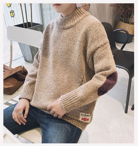 

mens designer thick sweater fashion teenager long sleeve casual kniter mens autumn winter pullover sweater, White;black