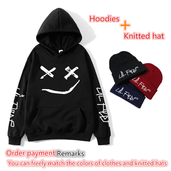 

hoodie + вязаная шапка моды бренд мужской одежды 2020 весной и осенью мужские случайные толстовки толстовки печатные толстовки, Black
