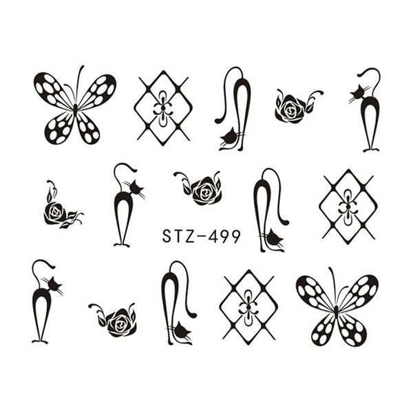 

3pcs nail sticker lace necklace bracelets design nail art decals diy tips manicure tool mdf, Black
