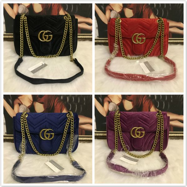 

fashion women shoulder bags classic gold chain 26cm velvet bag heart style women bag handbag tote bags messenger handbags