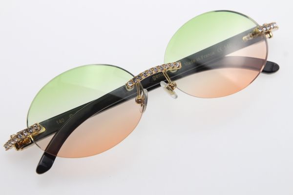 

black flower buffalo horn 3524012 sunglasses designer diamond glasses green lens round man woman brand designer glasses, White;black