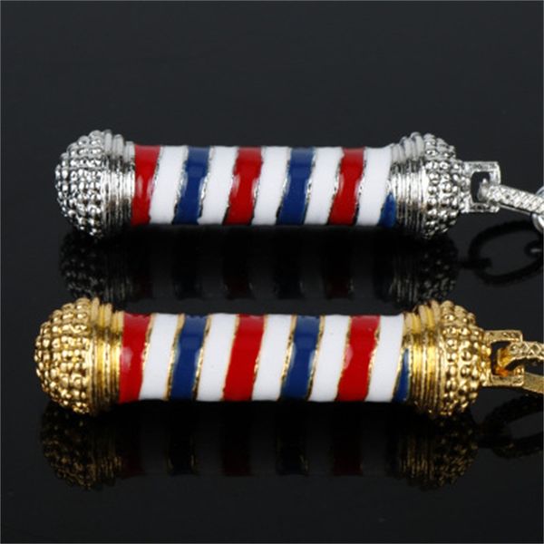 

rotating lamp key chain electroplate metal barber pole key buckle for barber shop supply wholesale 3 3aj h1