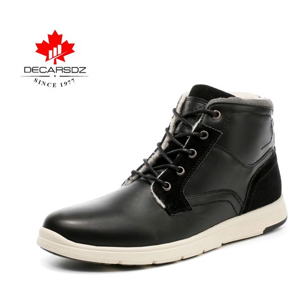 

men's boots hig quality winter shoes men 2019 fashion outdoor bottes non-slip lace-up ankle boots original warm snow, Black