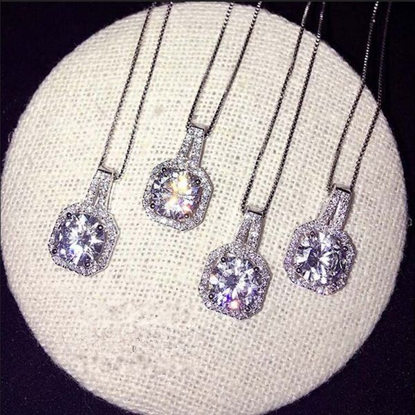 

fashion jewelry women 8mm 5a zircon cz 925 silver wedding pendant with 45cm chain