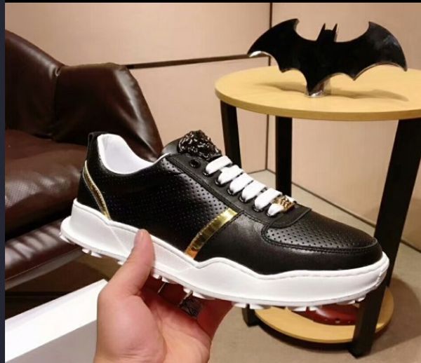 

new chain reaction men flat shoes link-embossed sole fashion casual designer men shoes sneakers, Black