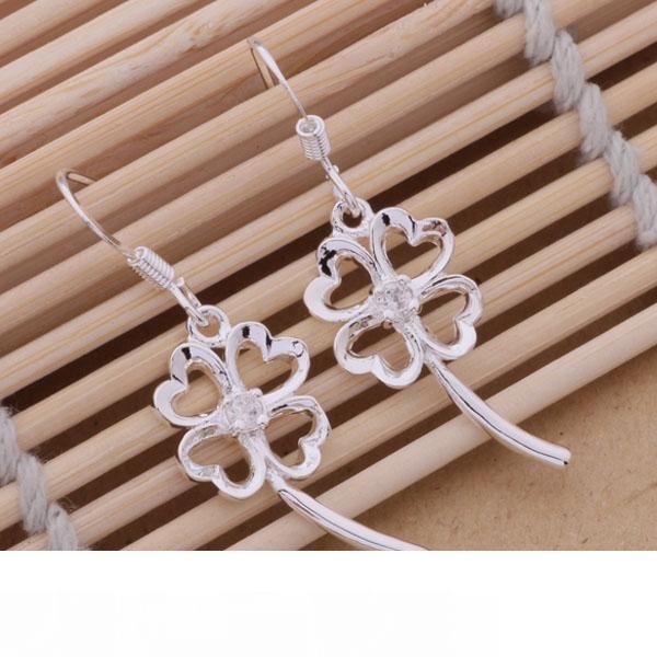 

fashion (jewelry manufacturer) 40 pcs a lot crystal pierced clover earrings 925 sterling silver jewelry factory price fashion shine earrings
