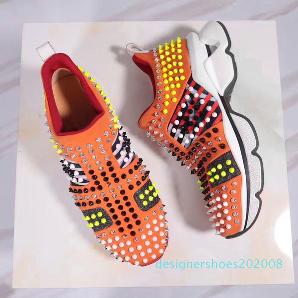 

2019 дизайнерской обуви spike носок мужчина кроссовки платформа red donna flat резиновая женщины красные bottom шипованной дорогая обувь fla, Black