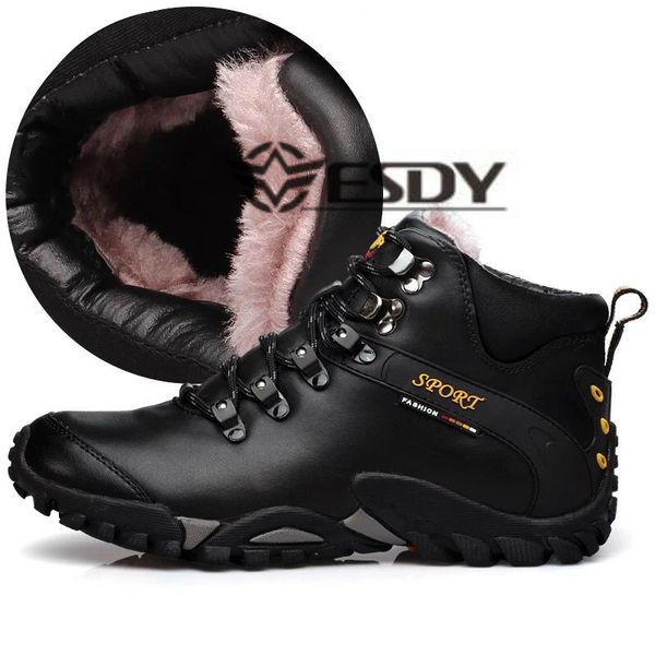 

outdoor winter skiing climbing fishing waterproof warm snow boots men women winter thick fleece lining thermal middle tube shoes