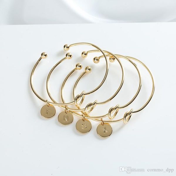 

мода 26 алфавитом браслеты простой узел галстука twist манжета открытый браслет для женщин минималистский роскошные ювелирные аксессуары, White