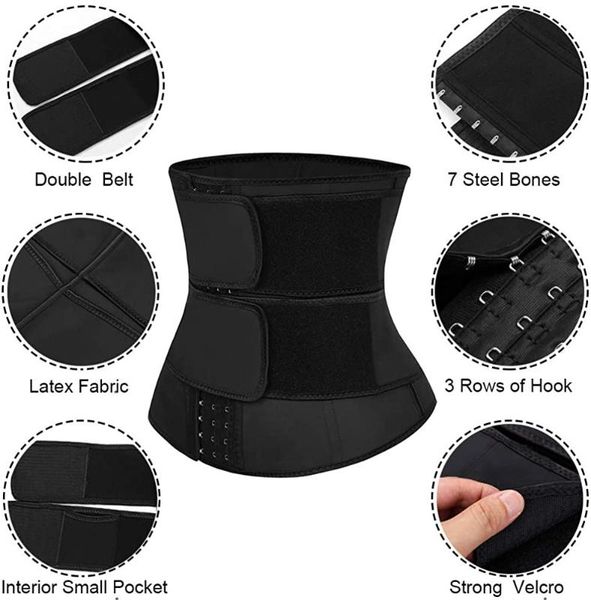 

waist trainer shaper boned waist corset trainer sauna sweat sport girdle cintas modeladora women weight loss lumbar shaper w, Black;gray