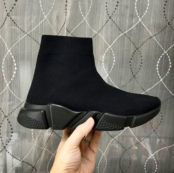 

paris speed trainers knit sock shoe original luxury designer mens womens sneakers high casual shoes with box t01, Black