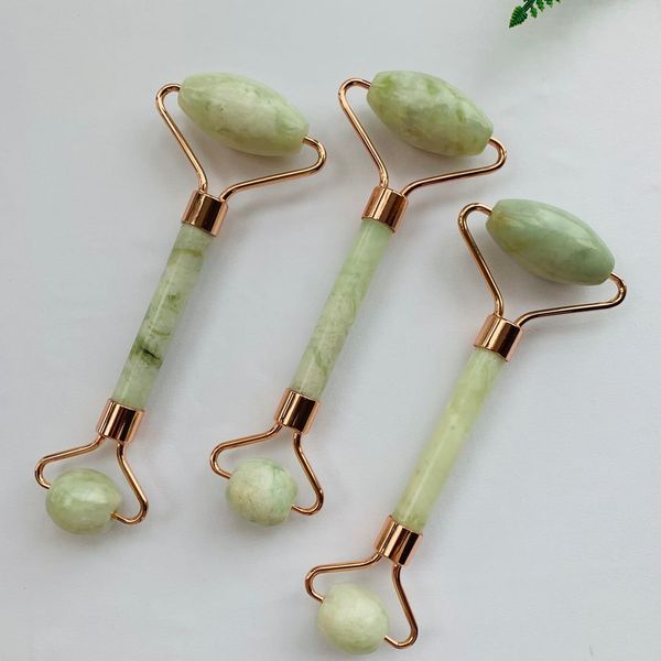 

natural skincare massage tool anti-aging therapy authentic jade facial roller double head jade roller for face