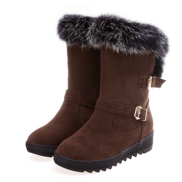 

classics women middle tube snow boots fashion flat heels winter shoes warm boots cotton shoes women's snow new 103, Black