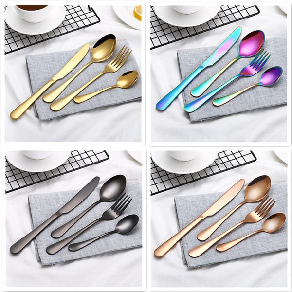 

stainless steel cutlery knife set dinnerware set tableware spoon fork flatware set of 4 pieces wholesale