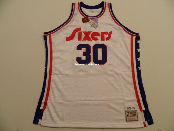 

mitchell & ness sewn george mcginnis white #30 jersey size xs-6xl stitched basketball jerseys ncaa, Black;blue