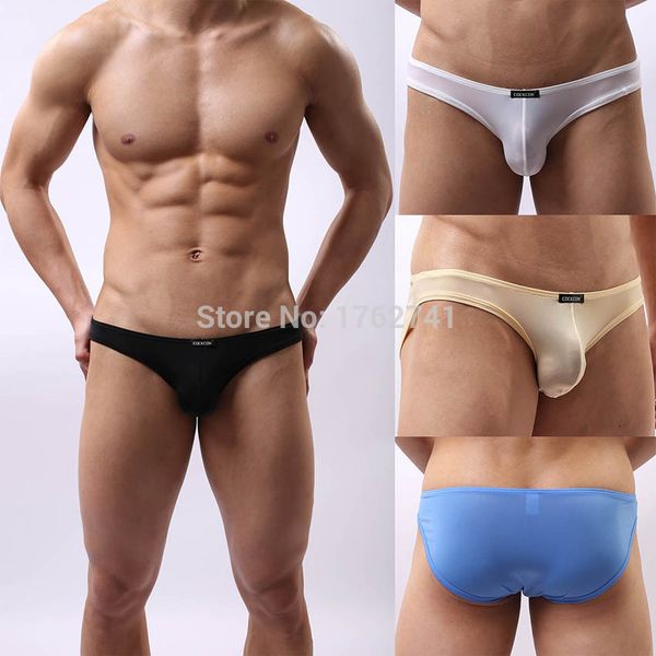 

underpants underwear men mens briefs jockstrap ice slick bikini majtki bulge pouch shorts calzoncillos slip hombre, Black;white