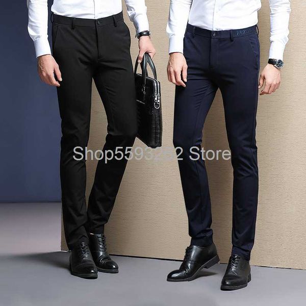 

summer 2020 slim straight pants thin men's pants business men's non-iron suit black casual, White;black