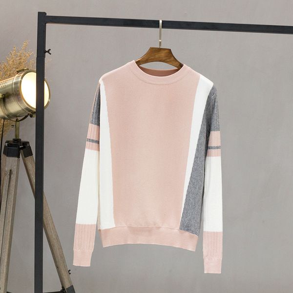 

contrast color o-neck knitted sweater women pullover streetwear female autumn casual basic sweaters winter tricot jersey, White;black