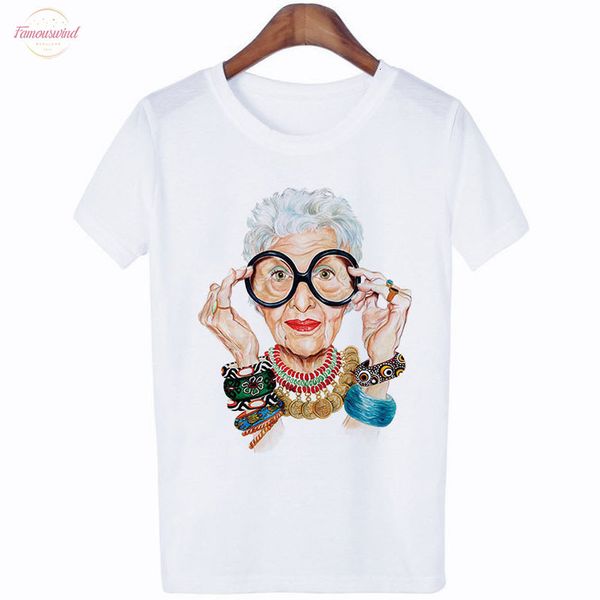 

2020 new summer women fashion grandmother print t shirt women o neck short sleeve harajuku for tshirt gothic streetwear t shirts, White