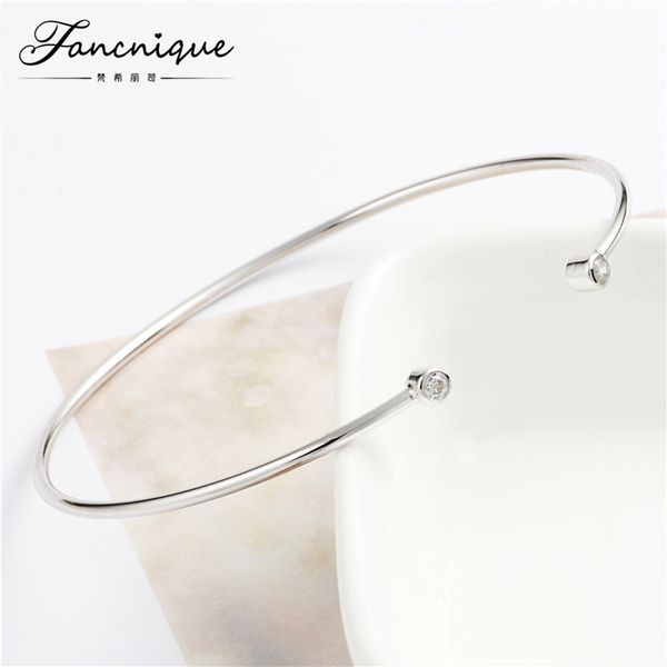 

bangle fancnique 925 sterling silver minimalist zircon thin bracelet women, Black