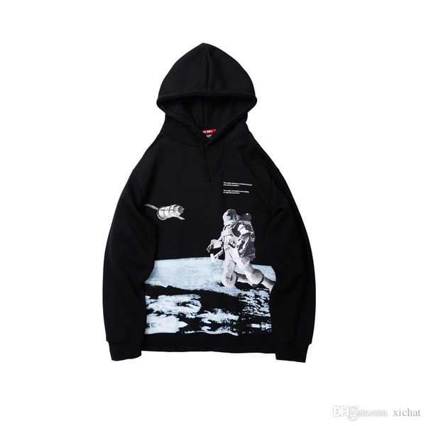 

autumn new mens womens astronaut printed pullover hoodies 2019 fashion designer hooded sweatshirts casual streetwear fleece 2105, Black