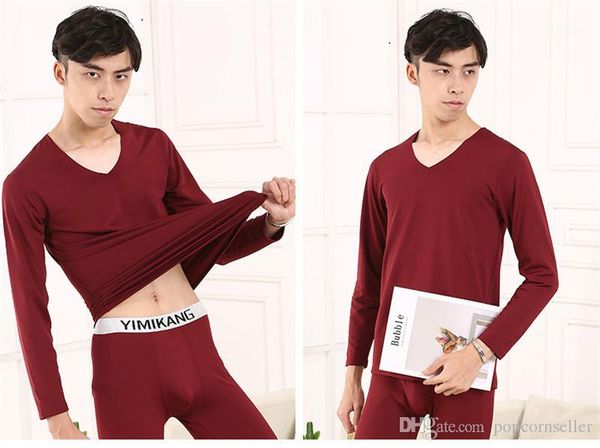 

наборы нижнего белья мужская теплая повседневная одежда осень и зима новое термобелье мужская мода дизайнер сплошной цвет 2шт, Black;white