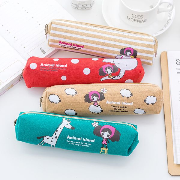 

20pcs cute girl canvas small pencil bags for school office supplies korean bag kawaii stationery irredescent gifts for girls