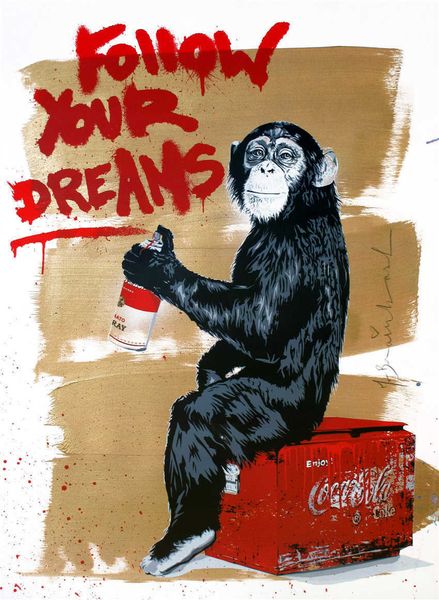 

mr brainwash oil painting on canvas abstract follow your dreams answer wall art home decor large picture for living room 190922