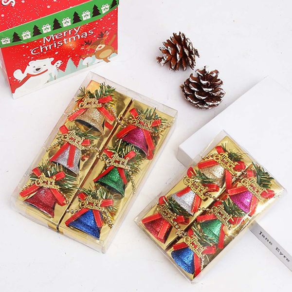 

color christmas bells 6 sets small bells decorations opening horns wind chimes christmas tree pendant for home decor